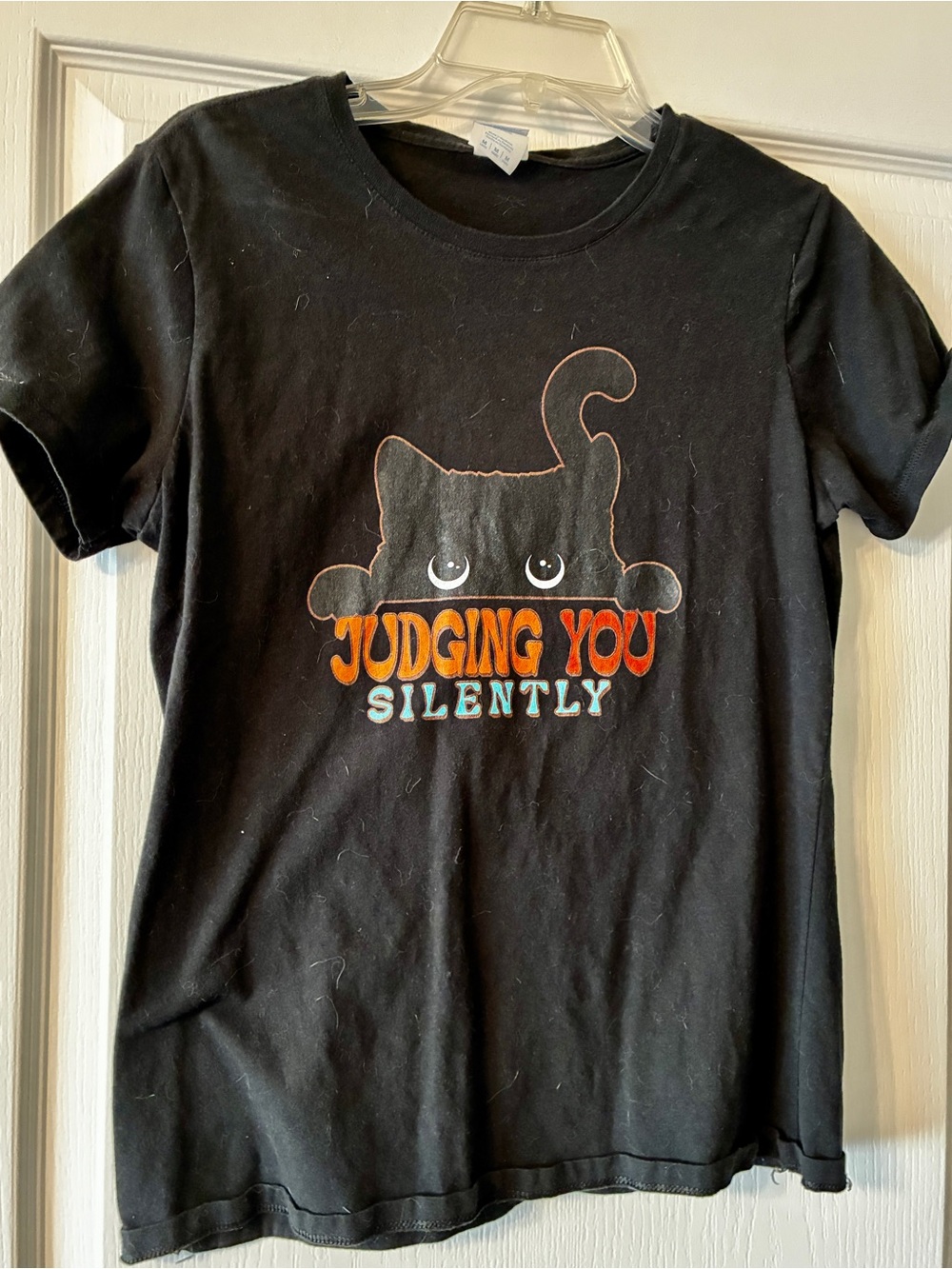 Black Cat 'Judging You Silently' T-Shirt Tee Shirt